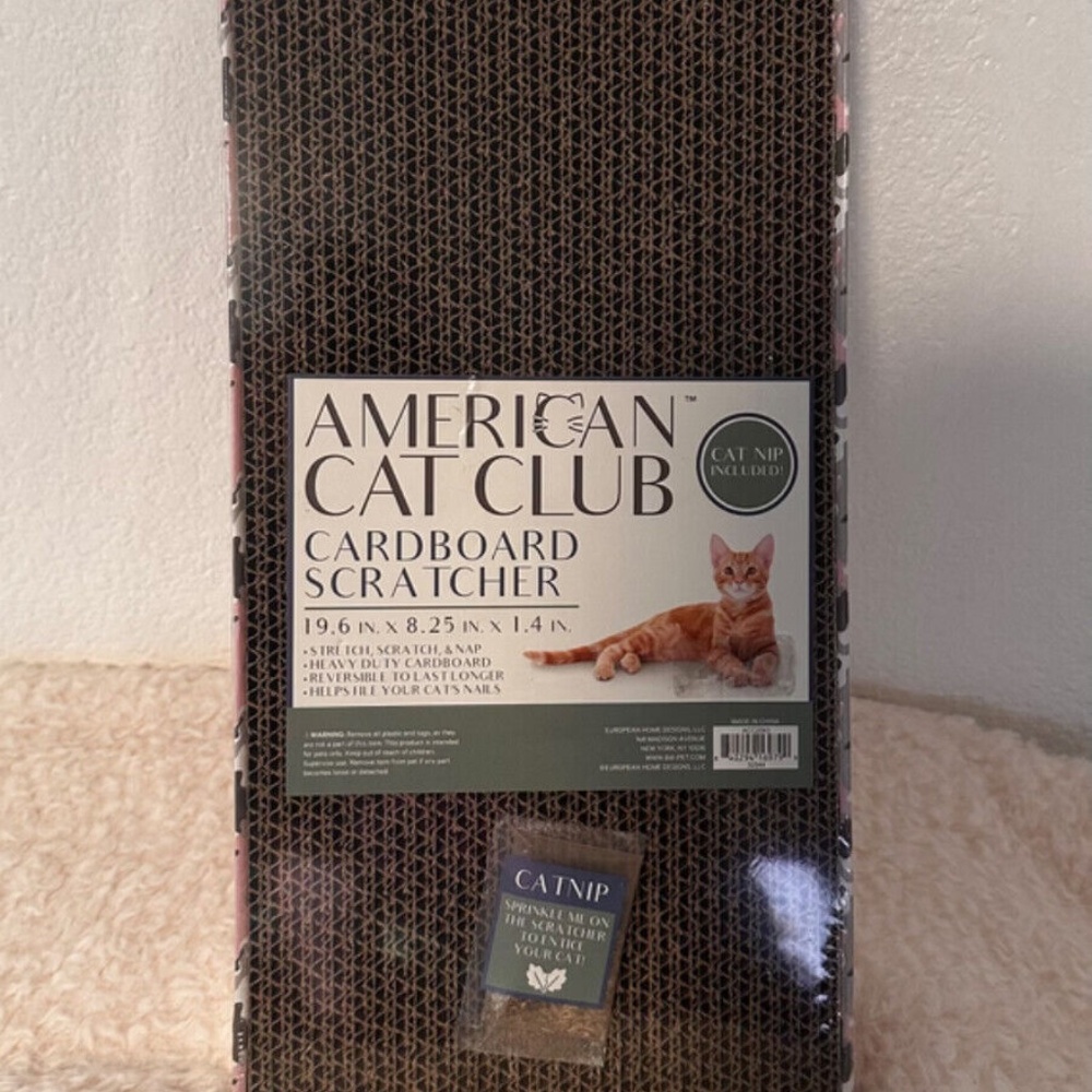 American Cat Club CardBoard Scratcher- Reversable, Files Nails, CATNIP INCLUDED